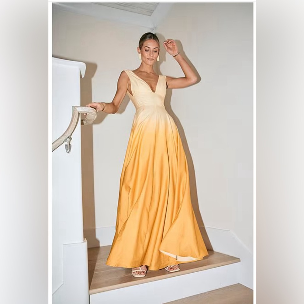 Antonio Melani x M.G. Style Cotton Ombre Deep V-Neck A-Line Dress